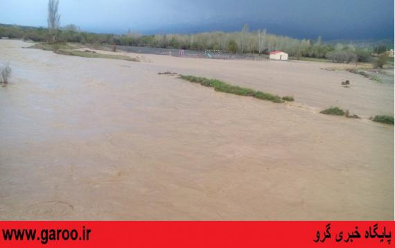 بارندگی گسترده در شهرستان نهاوند و طغیان رودخانه گاماسیاب + عکس و فیلم